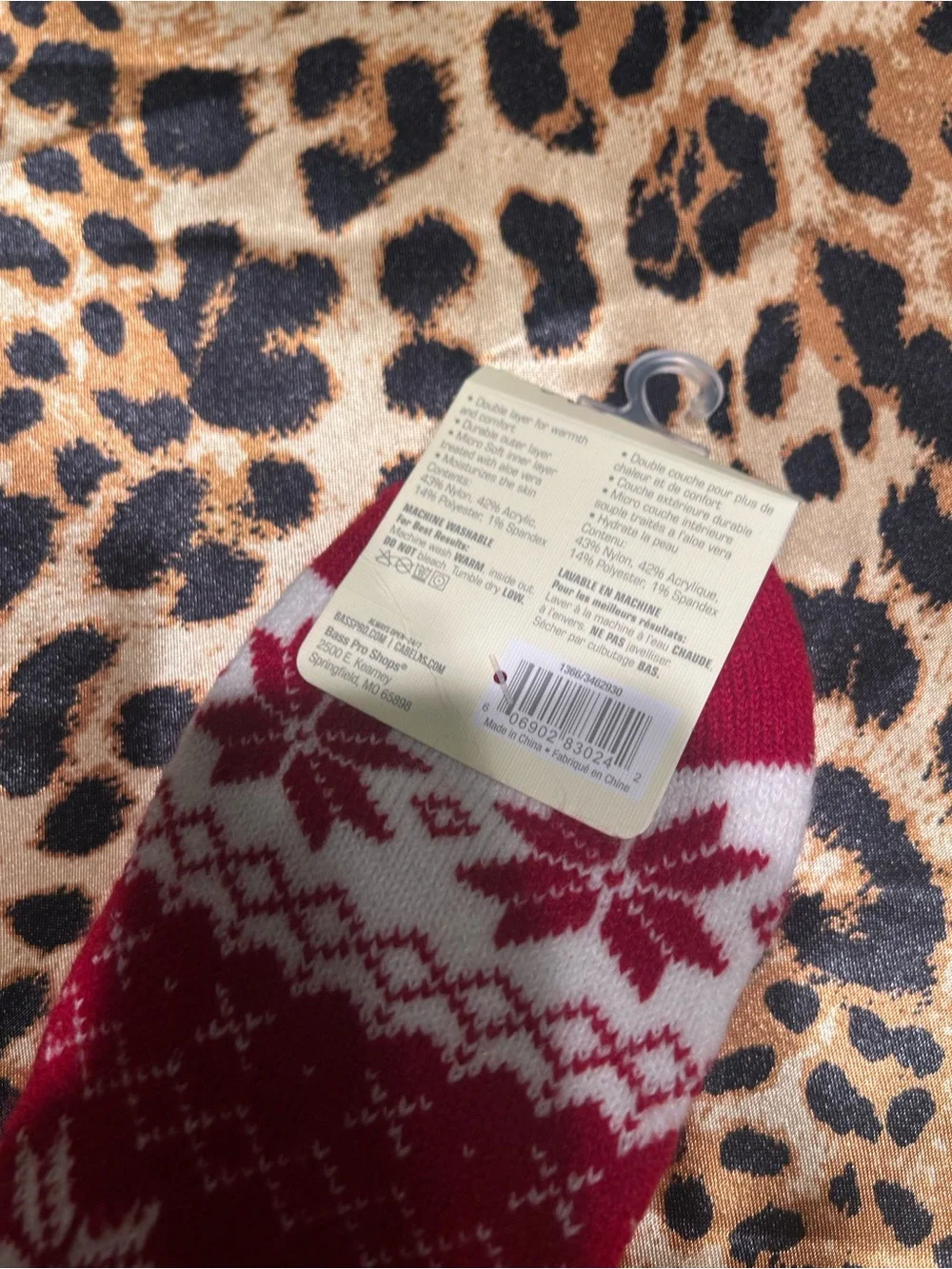 Natural Reflections Red Fair Isle Aloe-Infused Double Layer Cabin Slipper Socks
